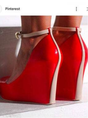 Melissa Patchuli Wedge Peep-Toe Ankle-Strap Red beige sexy witchy rave sz 8